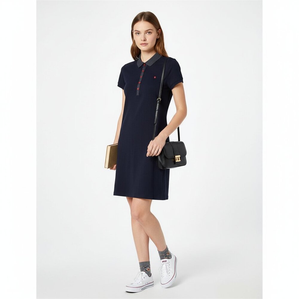 Tommy Hilfiger Short Sleeve Collared‎ Polo Shirt Mini Dress Size Large Preppy